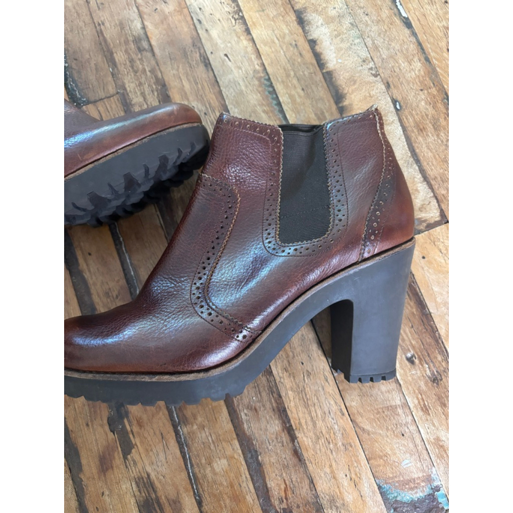Women's Sperry Brown Leather Brogue Chelsea Ankle Boots US 11 - Picture 2 of 11